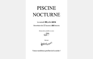 Nocturne piscine ce soir 30 juillet